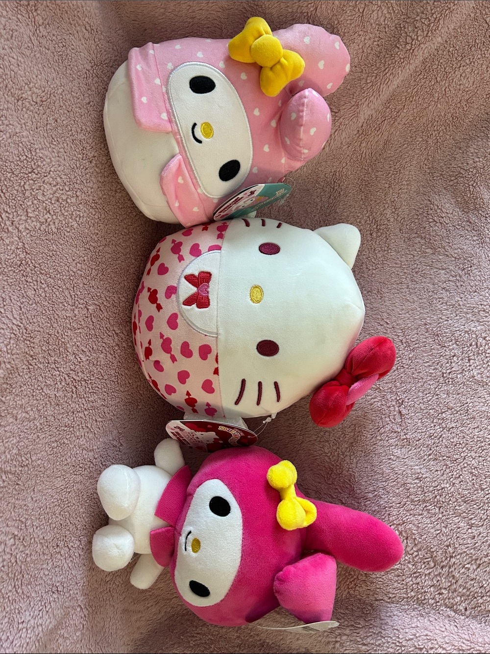 Sanrio Plush Trio — Pink, White & Hot Pink Characters